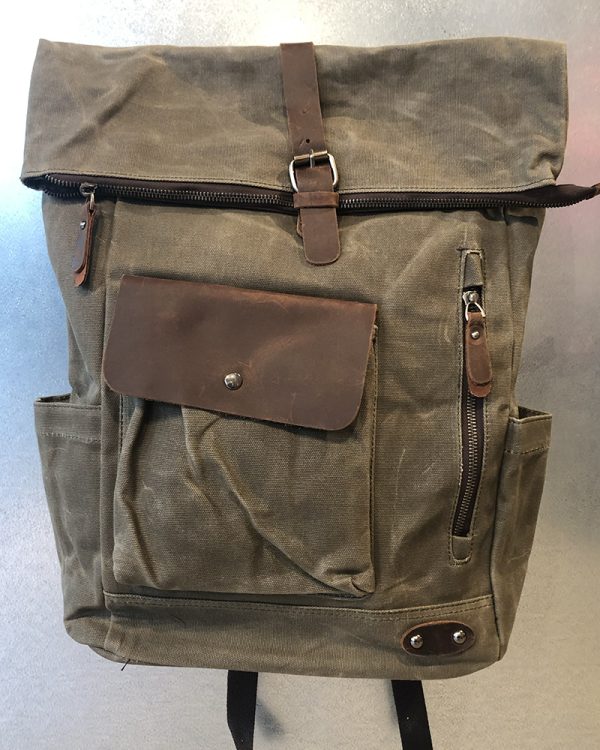 Backpack Waxed Canvas:leather Asy Army Green 03