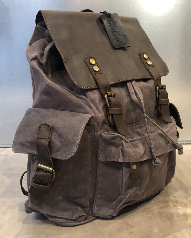 Backpack Waxed Canvas:leather Bb Grey 03