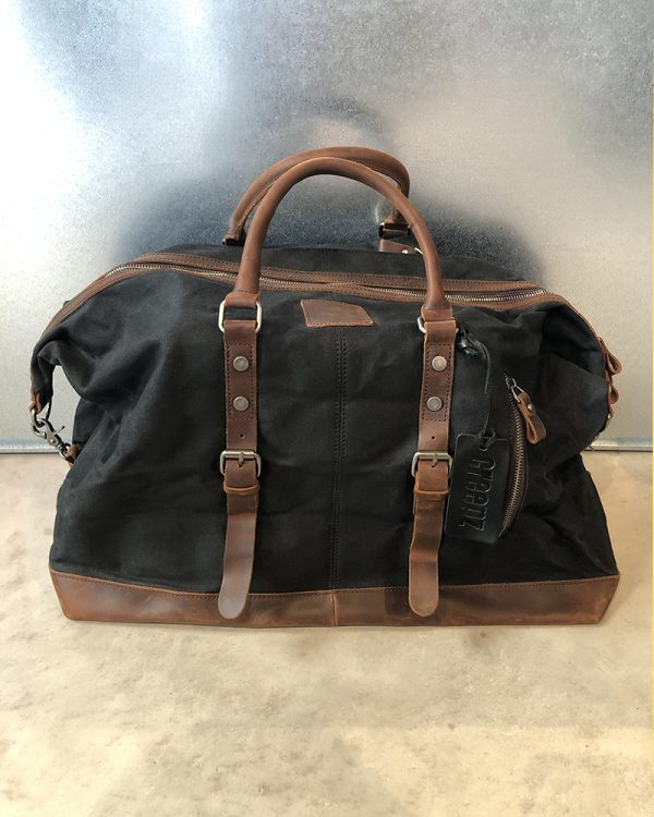 Creepz Travelbag Waxed Canvas Leather Black 01