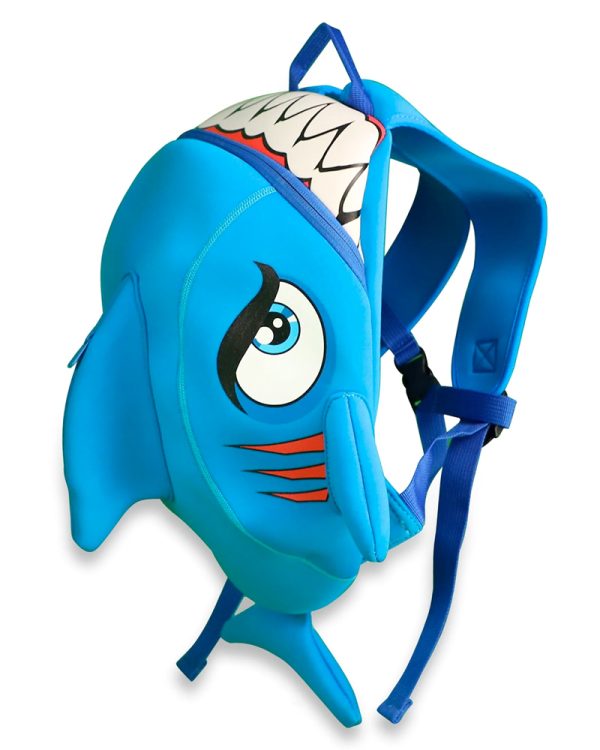 Crazy Safety Shark Children Backpack Blue 01