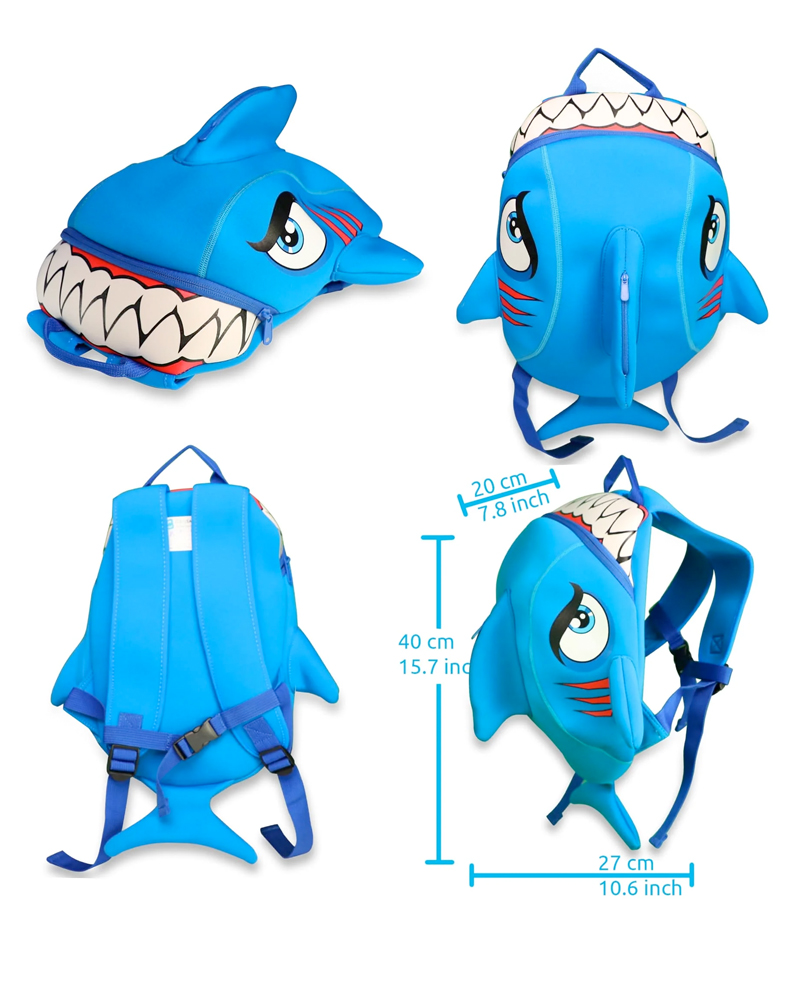 Crazy Safety Shark Children Backpack Blue 02