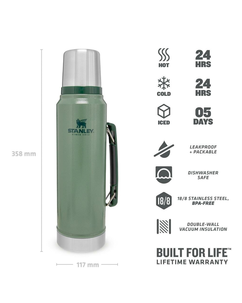 Stanley The Legendary Classic Bottle 1,00l Hammertone Green 0.2