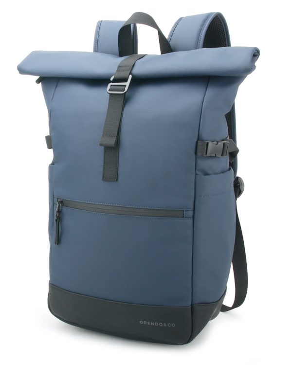 Orendoandco Waterproof Signature Rolltop Backpack Blue 05