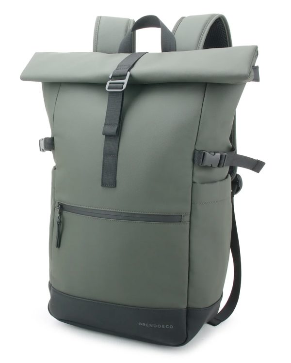 Orendoandco Waterproof Signature Rolltop Backpack Green 02